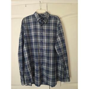 Johnnie-O Benjamin Blue Gray Plaid Long Sleeve Button Down Shirt XL NEW